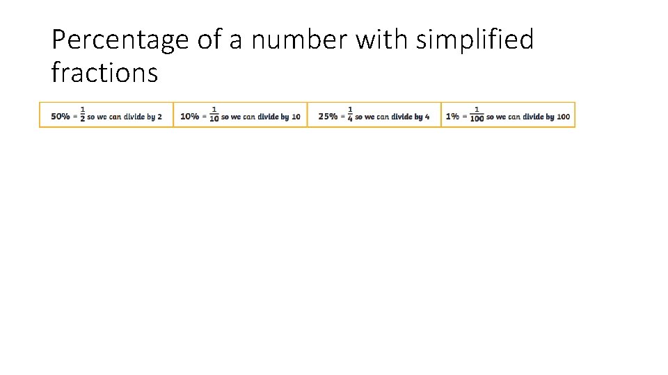Percentage of a number with simplified fractions 