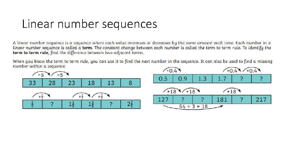 Linear number sequences 