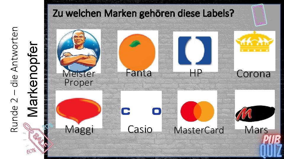 Markenopfer Runde 2 – die Antworten Zu welchen Marken gehören diese Labels? Meister Proper