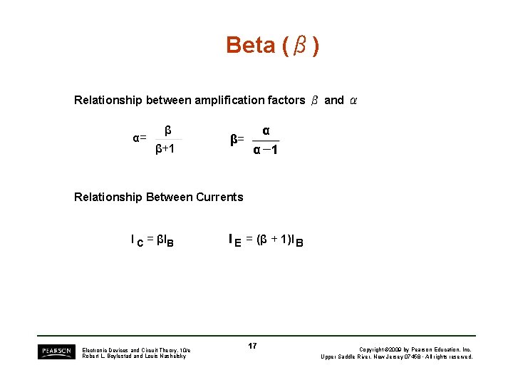 Beta (β) Relationship between amplification factors β and α α= β β+1 β= α