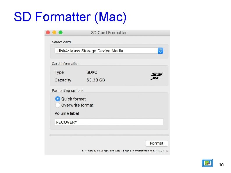 SD Formatter (Mac) 16 