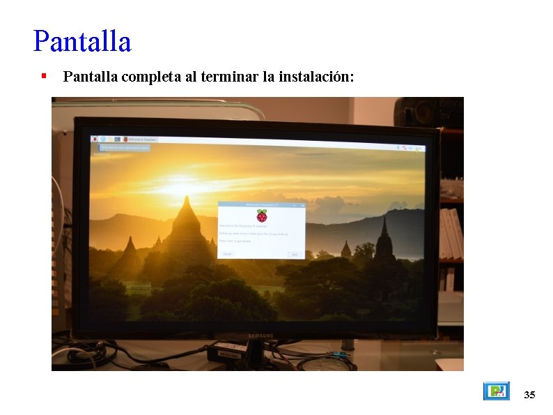 Pantalla completa al terminar la instalación: 35 