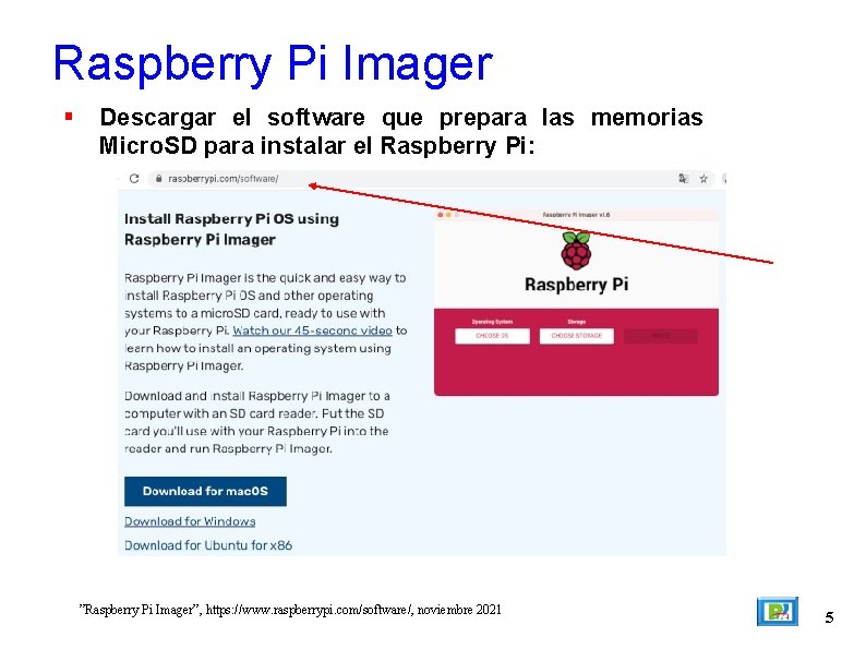 Raspberry Pi Imager Descargar el software que prepara las memorias Micro. SD para instalar