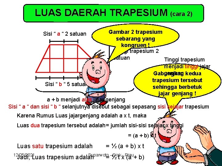 LUAS DAERAH TRAPESIUM (cara 2) Sisi “ a “ 2 satuan Gambar 2 trapesium