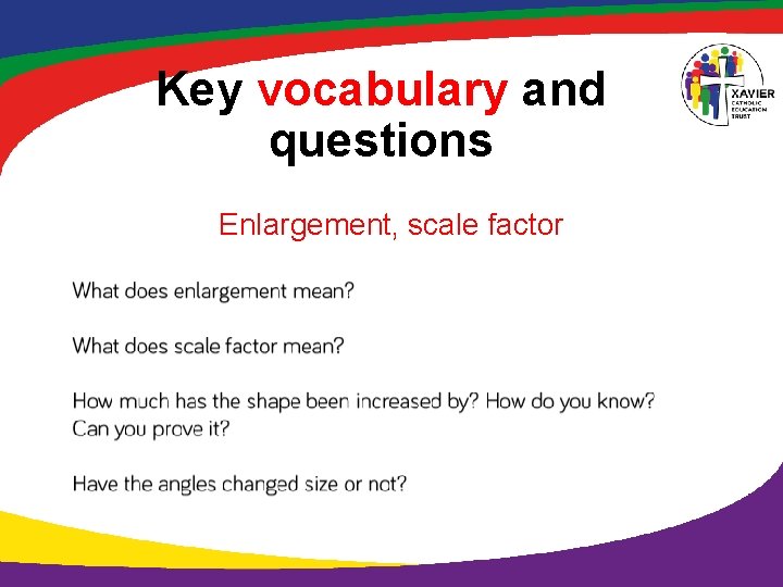 Key vocabulary and questions Enlargement, scale factor 