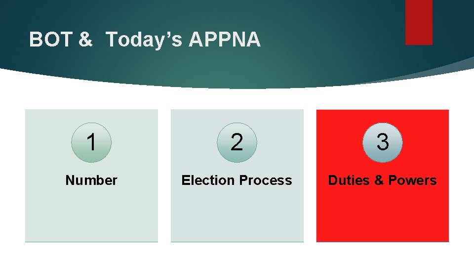 BOT & Today’s APPNA 1 2 3 Number Election Process Duties & Powers 
