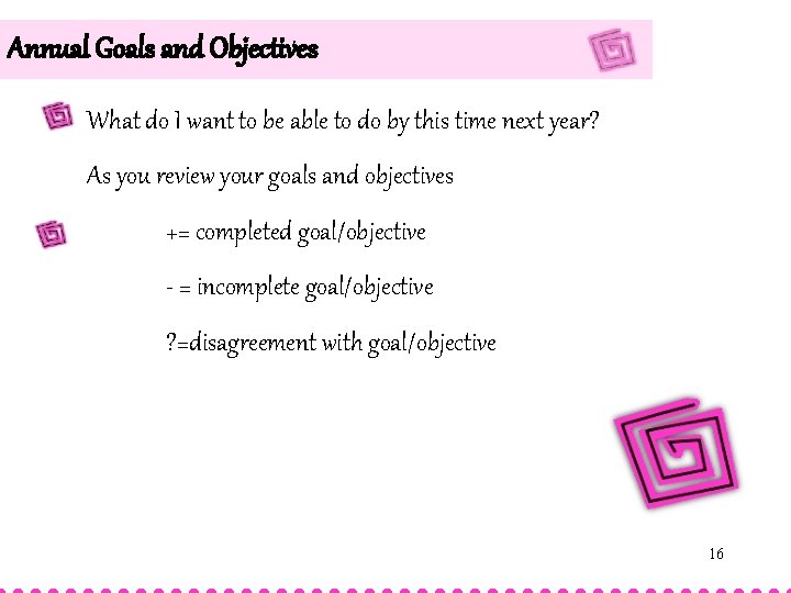 Annual Goals and Objectives What do I want to be able to do by Annual Goals and Objectives What do I want to be able to do by