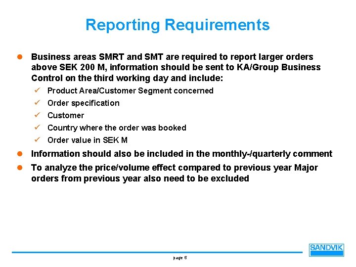 Definition Major Orders KAGroup Business Control Document Information