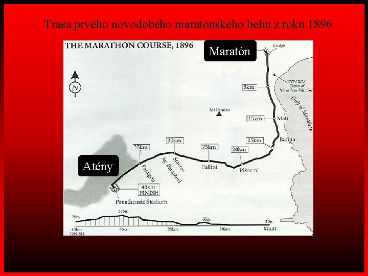 Trasa prvého novodobého maratónskeho behu z roku 1896 Maratón Atény 