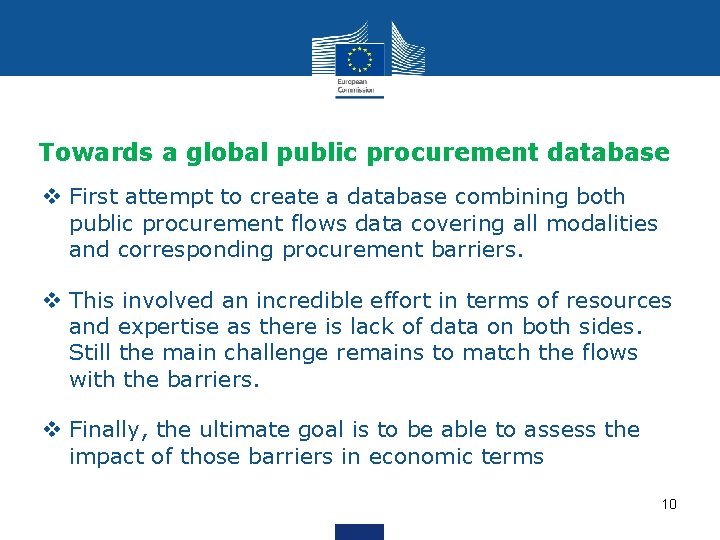 Towards a global public procurement database v First attempt to create a database combining
