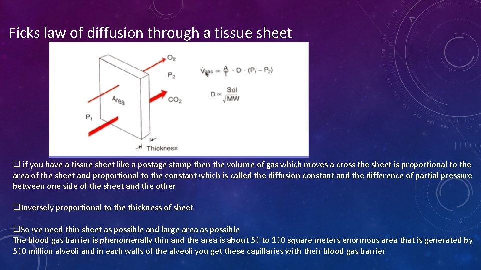 Ficks law of diffusion through a tissue sheet q if you have a tissue