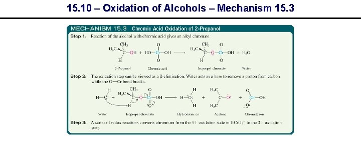 15. 10 – Oxidation of Alcohols – Mechanism 15. 3 