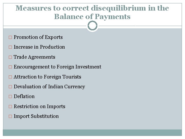 Measures to correct disequilibrium in the Balance of Payments � Promotion of Exports �