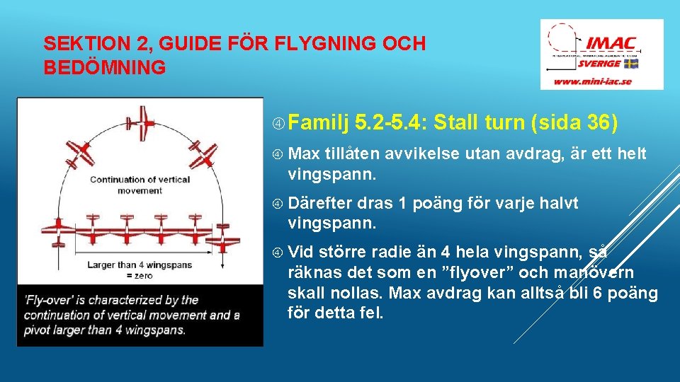 SEKTION 2, GUIDE FÖR FLYGNING OCH BEDÖMNING Familj 5. 2 -5. 4: Stall turn