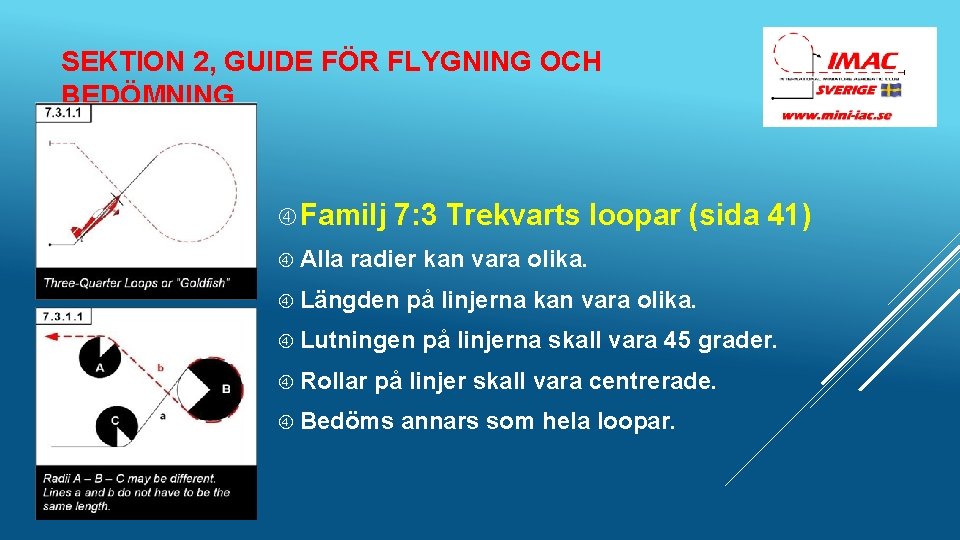 SEKTION 2, GUIDE FÖR FLYGNING OCH BEDÖMNING Familj Alla 7: 3 Trekvarts loopar (sida