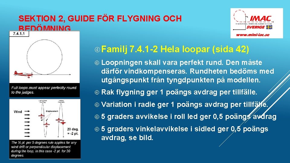 SEKTION 2, GUIDE FÖR FLYGNING OCH BEDÖMNING Familj 7. 4. 1 -2 Hela loopar