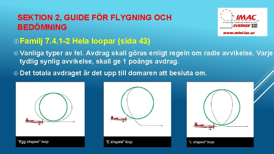 SEKTION 2, GUIDE FÖR FLYGNING OCH BEDÖMNING Familj 7. 4. 1 -2 Hela loopar