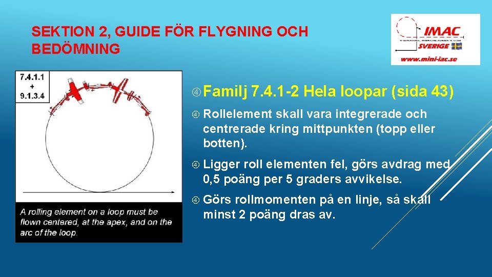 SEKTION 2, GUIDE FÖR FLYGNING OCH BEDÖMNING Familj 7. 4. 1 -2 Hela loopar