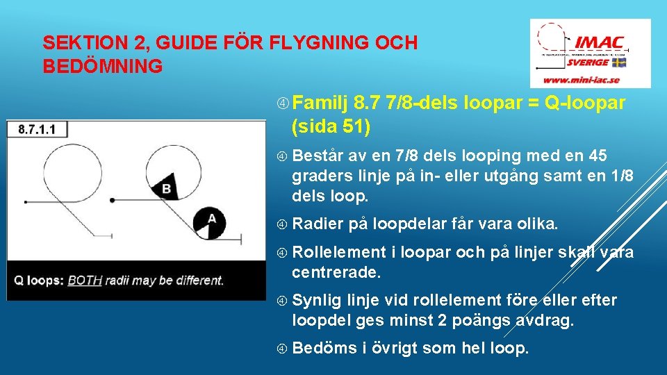 SEKTION 2, GUIDE FÖR FLYGNING OCH BEDÖMNING Familj 8. 7 7/8 -dels loopar =