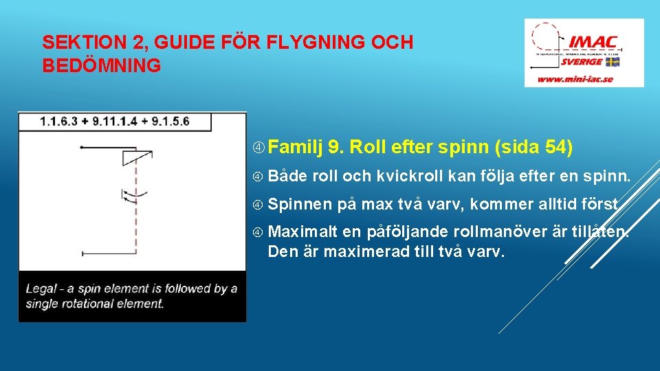 SEKTION 2, GUIDE FÖR FLYGNING OCH BEDÖMNING Familj Både 9. Roll efter spinn (sida