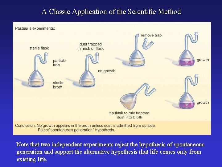 A Classic Application of the Scientific Method Note that two independent experiments reject the