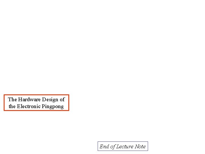 The Hardware Design of the Electronic Pingpong End of Lecture Note The Hardware Design of the Electronic Pingpong End of Lecture Note