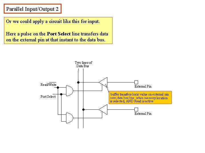 Parallel Input/Output 2 Or we could apply a circuit like this for input. Here Parallel Input/Output 2 Or we could apply a circuit like this for input. Here