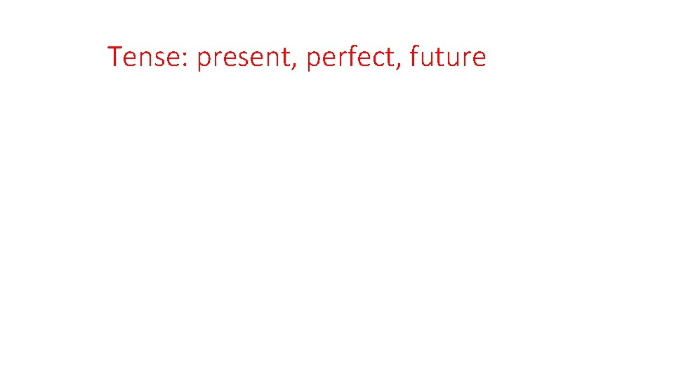 Tense: present, perfect, future 