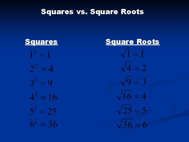Squares vs. Square Roots 