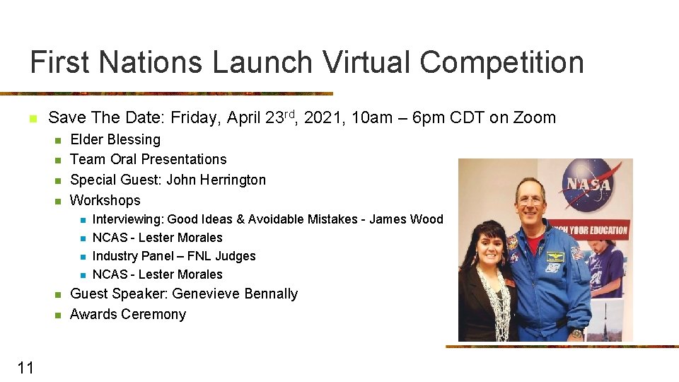 First Nations Launch Virtual Competition n Save The Date: Friday, April 23 rd, 2021,