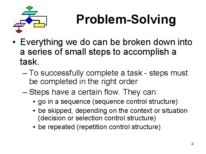 Problem-Solving • Everything we do can be broken down into a series of small