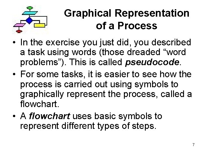Graphical Representation of a Process • In the exercise you just did, you described