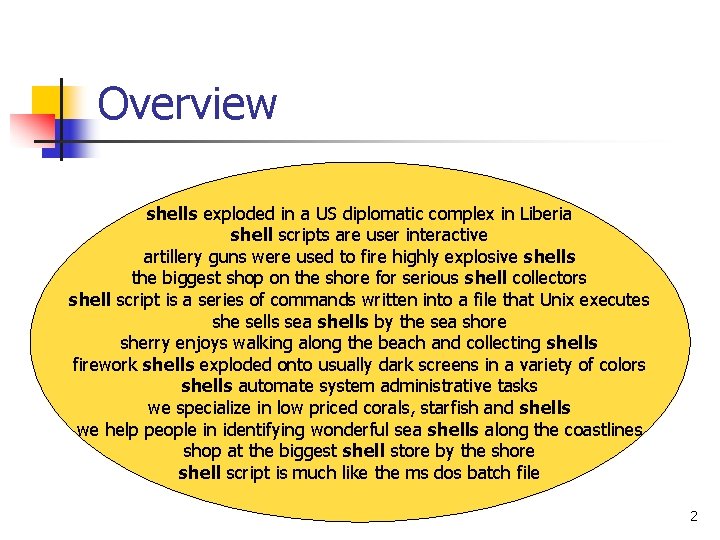 Overview shells exploded in a US diplomatic complex in Liberia shell scripts are user