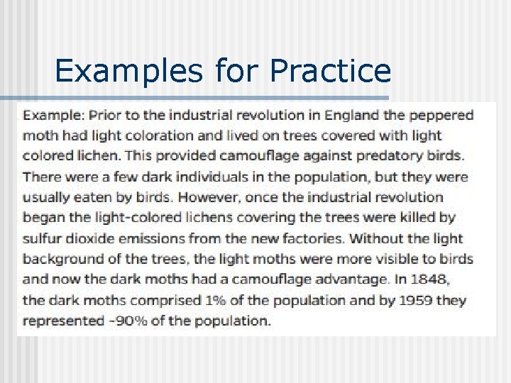 Examples for Practice 