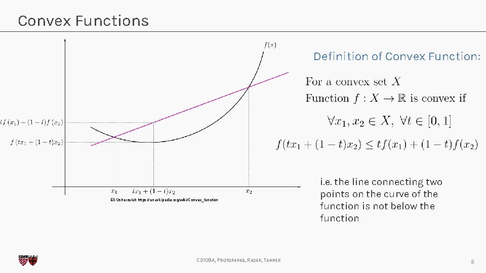 Convex Functions Definition of Convex Function: Eli Osherovich https: //en. wikipedia. org/wiki/Convex_function CS 109