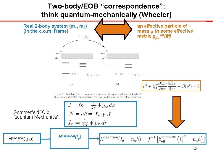Two-body/EOB “correspondence”: think quantum-mechanically (Wheeler) Real 2 -body system (m 1, m 2) (in