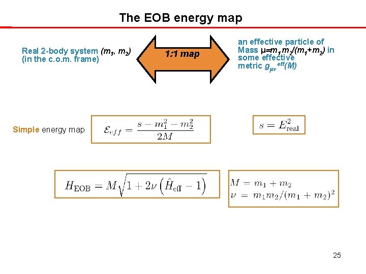 The EOB energy map Real 2 -body system (m 1, m 2) (in the