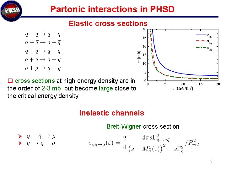 Partonic interactions in PHSD Elastic cross sections q cross sections at high energy density