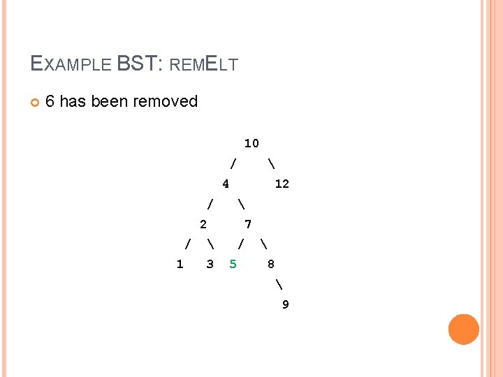 EXAMPLE BST: REMELT 6 has been removed 10 /  4 / 12 