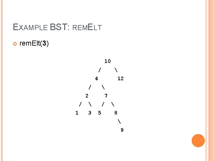 EXAMPLE BST: REMELT rem. Elt(3) 10 /  4 / 12  2 /