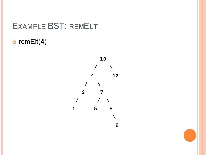 EXAMPLE BST: REMELT rem. Elt(4) 10 /  4 / 12  2 /