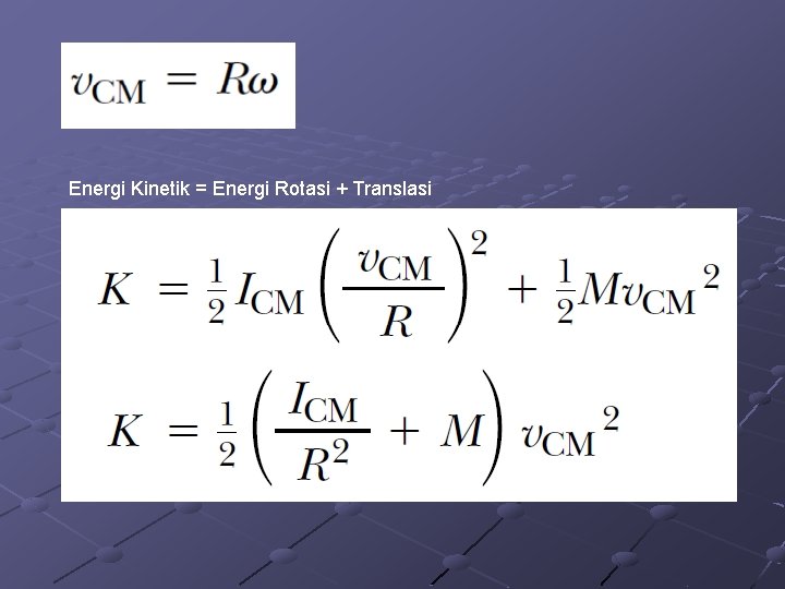 Energi Kinetik = Energi Rotasi + Translasi 