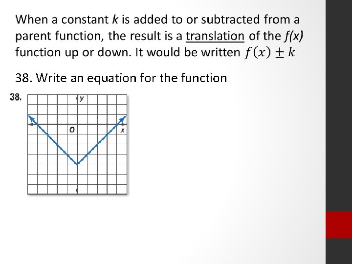 38. Write an equation for the function 