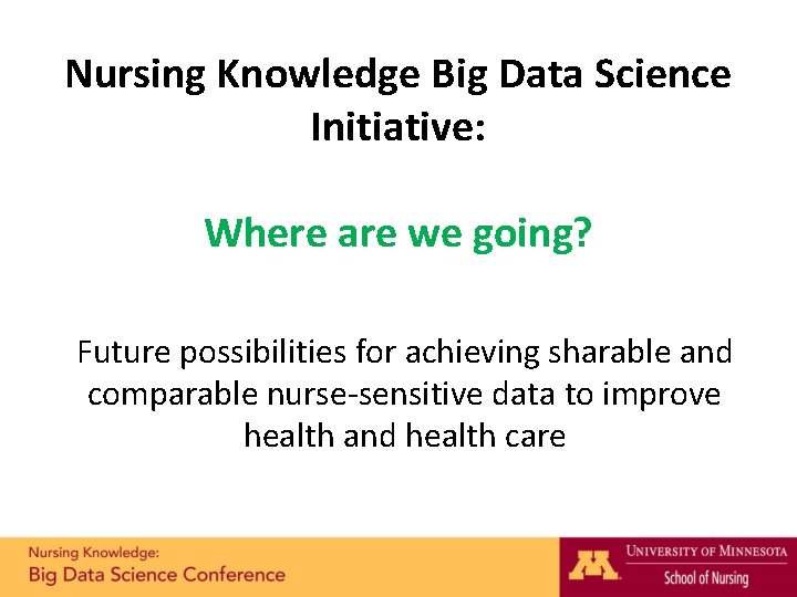 Nursing Knowledge Big Data Science Initiative: Where are we going? Future possibilities for achieving
