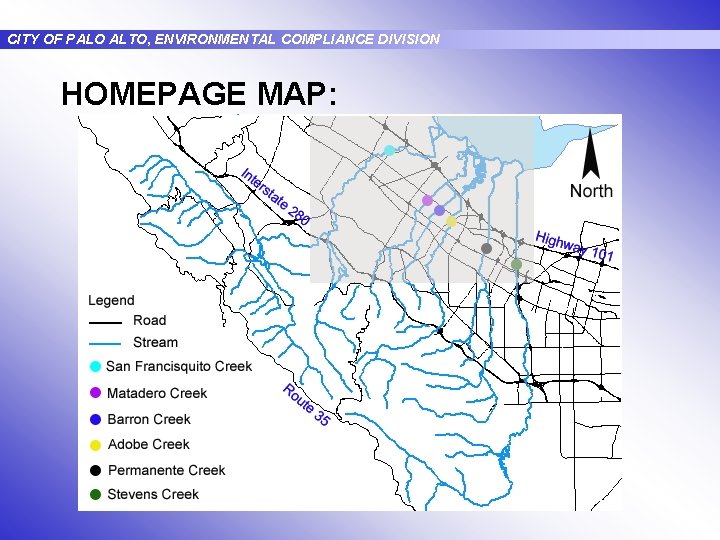 CITY OF PALO ALTO, ENVIRONMENTAL COMPLIANCE DIVISION HOMEPAGE MAP: 