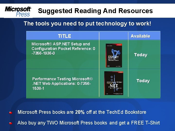 Suggested Reading And Resources The tools you need to put technology to work! TITLE