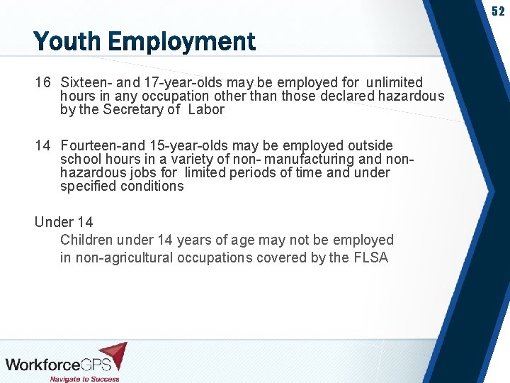 52 16 Sixteen- and 17 -year-olds may be employed for unlimited hours in any
