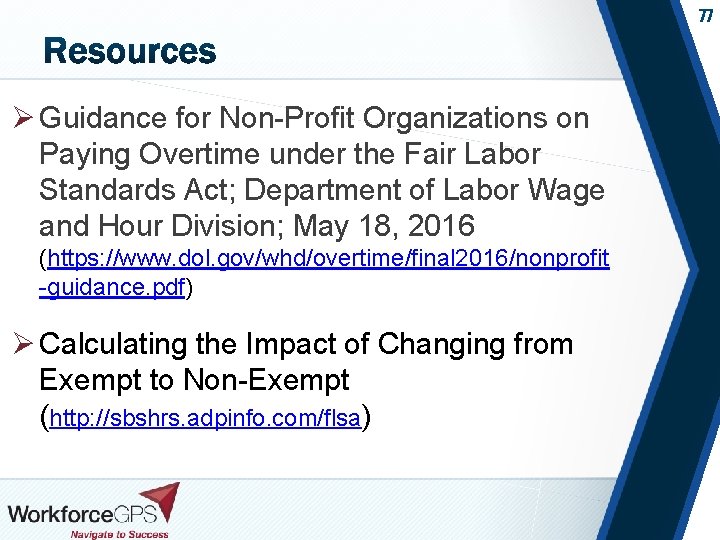 77 Ø Guidance for Non-Profit Organizations on Paying Overtime under the Fair Labor Standards