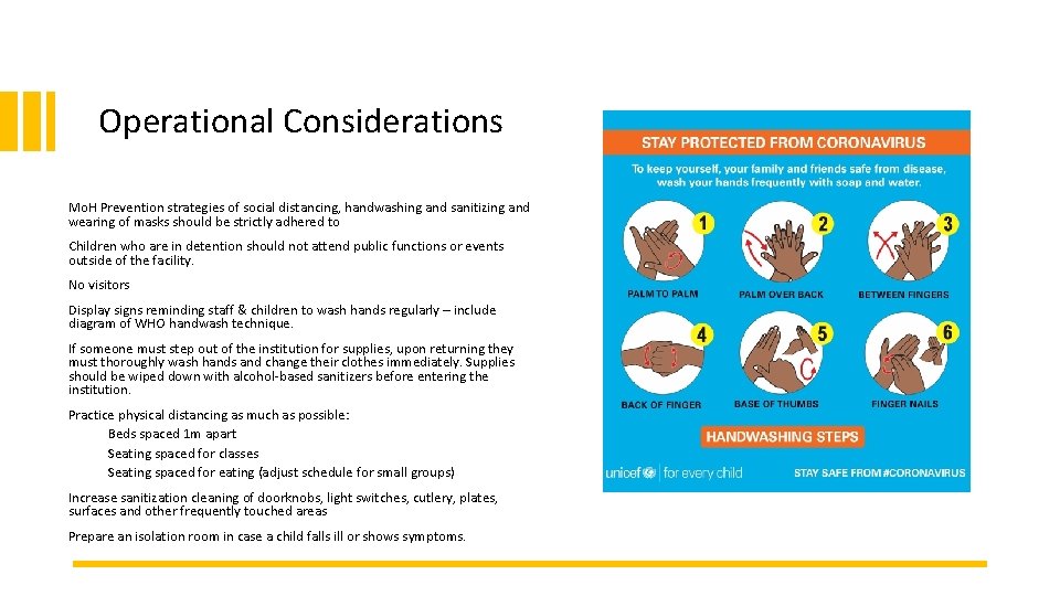 Operational Considerations ▪ Mo. H Prevention strategies of social distancing, handwashing and sanitizing and