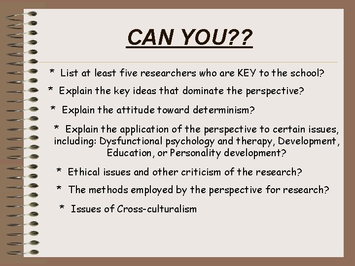 CAN YOU? ? * List at least five researchers who are KEY to the